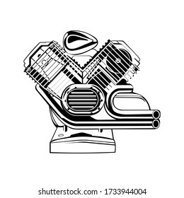 logotipo vectorial del motor automotor en fondo blanco