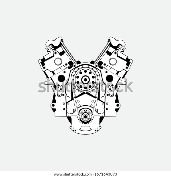 Automotive Engine Vector Logo White Background Stock Vector (Royalty ...