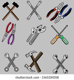 
automotive equipment bundle set vector design