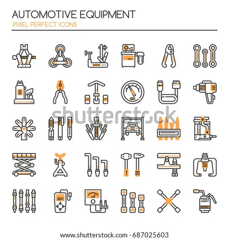 Automotive Equipments , Thin Line and Pixel Perfect Icons