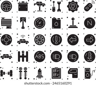 Automotive Fill Icon Set Vektorgrafik Design Illustration Stock