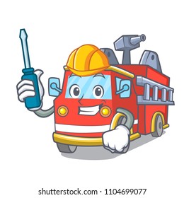 Automotive fire truck mascot cartoon