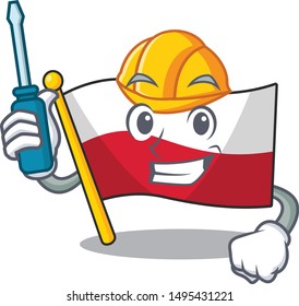 Automotive flag poland in the cartoon shape