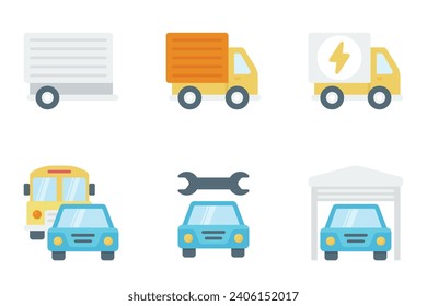 automotive flat icon set bundle 10