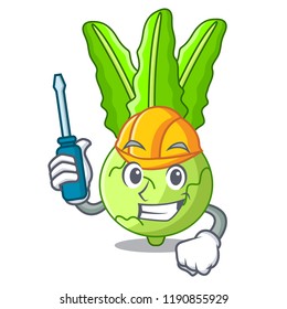 Automotive fresh cabbage kohlrabi on the mascot