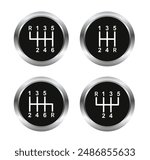 Automotive gearbox. Gear shift knob icon. Transmission vector icon, car symbol. Vector illustration