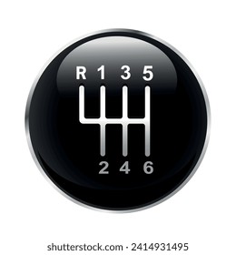 Automotive gearbox. Gear shift knob icon. Vector illustration