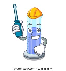Automotive graduated cylinder on for cartoon trial