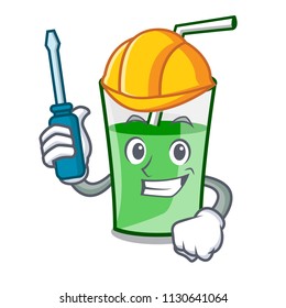 Automotive green smoothie mascot cartoon vector illustration