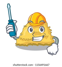 Automotive hay bale mascot cartoon