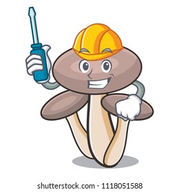 Automotive honey agaric mushroom mascot cartoon