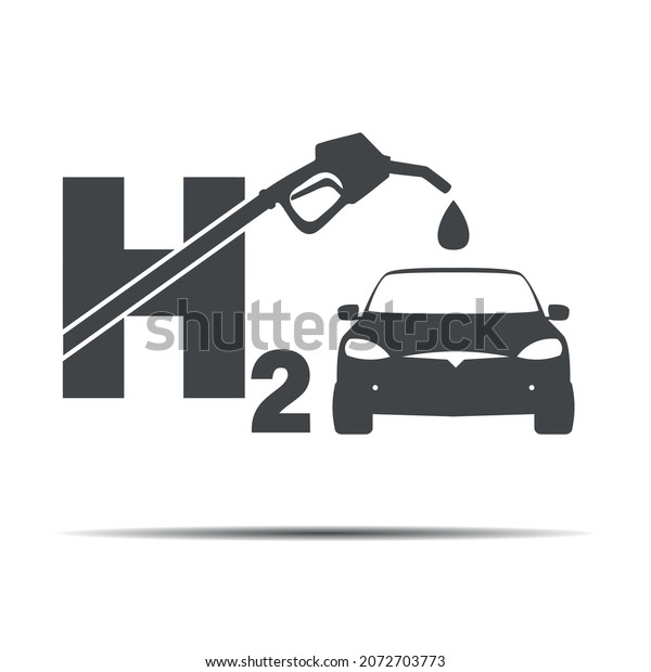 Automotive hydrogen station, fuel cell icon,\
hydrogen refueling car\
vector