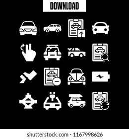automotive icon. 16 automotive vector set. sports car, mechanic, electric car and pedal icons for web and design about automotive theme