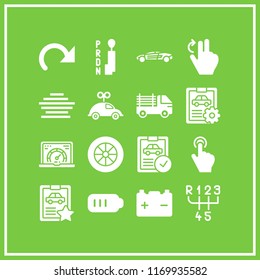 automotive icon. 16 automotive vector set. car repair, pickup truck, car and battery icons for web and design about automotive theme
