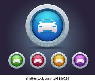 Automotive Icon Button Vector Design Multicolored