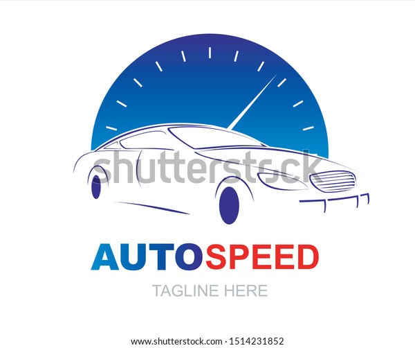 automotive icon, car logo, car line art with
speedometer icon at the
background.