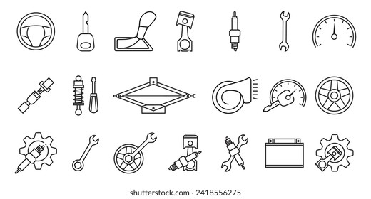automotive icon collection, vector icon templates can be edited and resized.