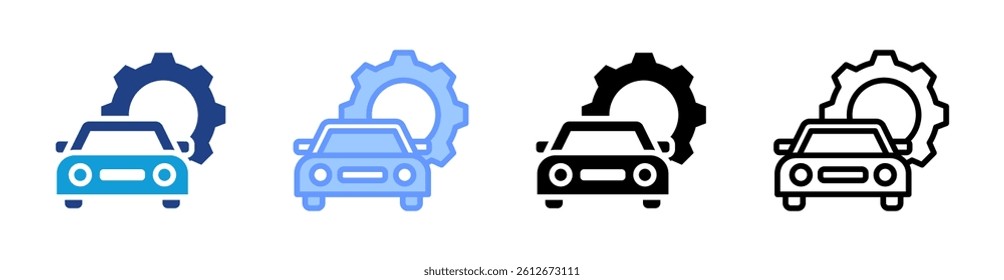 Automotive icon set multiple style collection