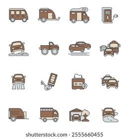 Automotive icon set . Automotive pack vector elements for infographic web. with trend color