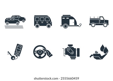 Automotive icon set . Automotive pack vector elements for infographic web. with trend color