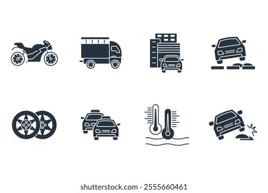 Automotive icon set . Automotive pack vector elements for infographic web. with trend color