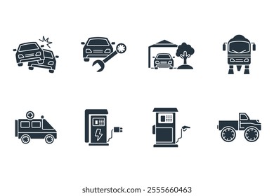 Automotive icon set . Automotive pack vector elements for infographic web. with trend color