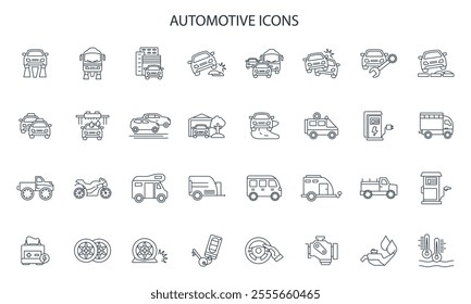 Automotive icon set . Automotive pack vector elements for infographic web. with trend color