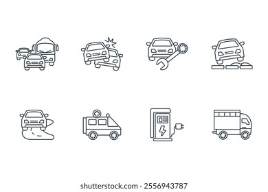 Automotive icon set . Automotive pack vector elements for infographic web. with trend color