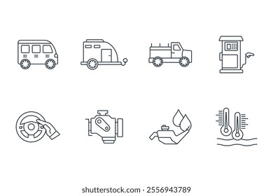 Automotive icon set . Automotive pack vector elements for infographic web. with trend color