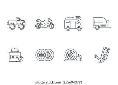 Automotive icon set . Automotive pack vector elements for infographic web. with trend color