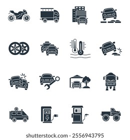 Automotive icon set . Automotive pack vector elements for infographic web. with trend color