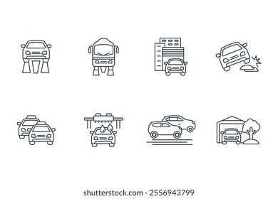 Automotive icon set . Automotive pack vector elements for infographic web. with trend color