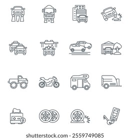 Automotive icon set . Automotive pack vector elements for infographic web. with trend color