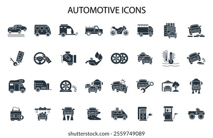 Automotive icon set . Automotive pack vector elements for infographic web. with trend color