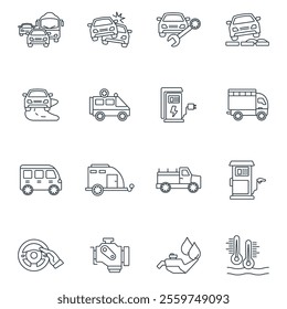 Automotive icon set . Automotive pack vector elements for infographic web. with trend color