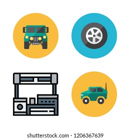 automotive icon set. vector set about car, tire and industrial robot icons set.
