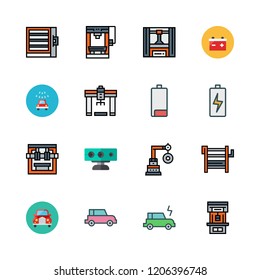 automotive icon set. vector set about battery, sensor, car and industrial robot icons set.
