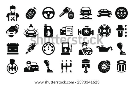 Automotive icon set vector isolated on white background. Car service icon set