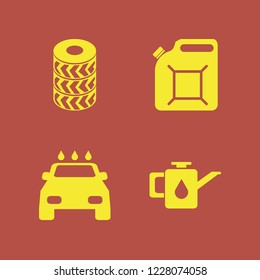 automotive icon. automotive vector icons set car oil, canister, car wheels and car wash