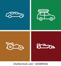 Automotive icons set. set of 4 automotive outline icons such as car