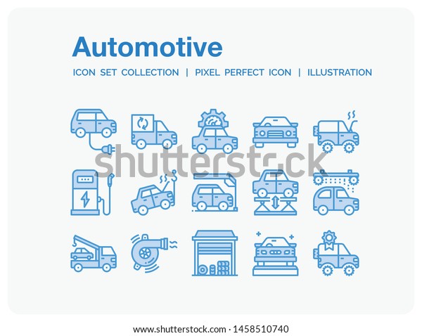 Automotive Icons Set. UI\
Pixel Perfect Well-crafted Vector Thin Line Icons. The\
illustrations are a\
vector.