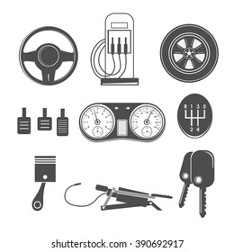 Automotive icons theme on a white background - vector illustration.