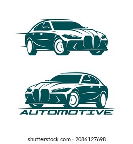 Automotive illustration. Sports car dealership logo.