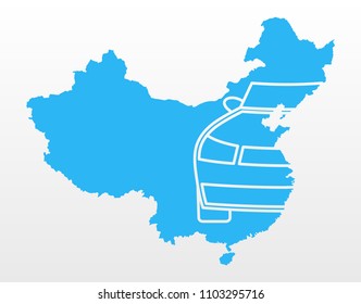 Automotive industry in China flat icon with map