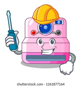 Automotive instant camera isolated on a mascot