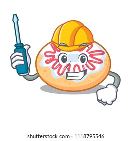 Automotive jelly donut mascot cartoon