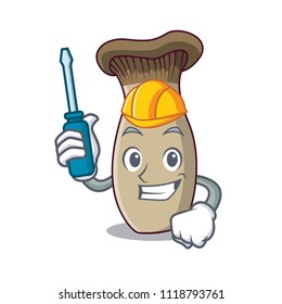 Automotive king trumpet mushroom mascot cartoon