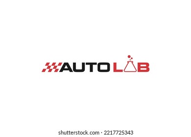 Símbolo del icono del coche del taller de investigación de diseño del logotipo de laboratorio de automoción 