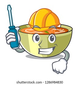 Automotive lentil soup on a cartoon plate