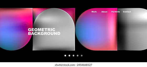 An automotive lighting gadget with a rectangular display device featuring a gradient of violet and electric blue colors, including circles and electronic devices